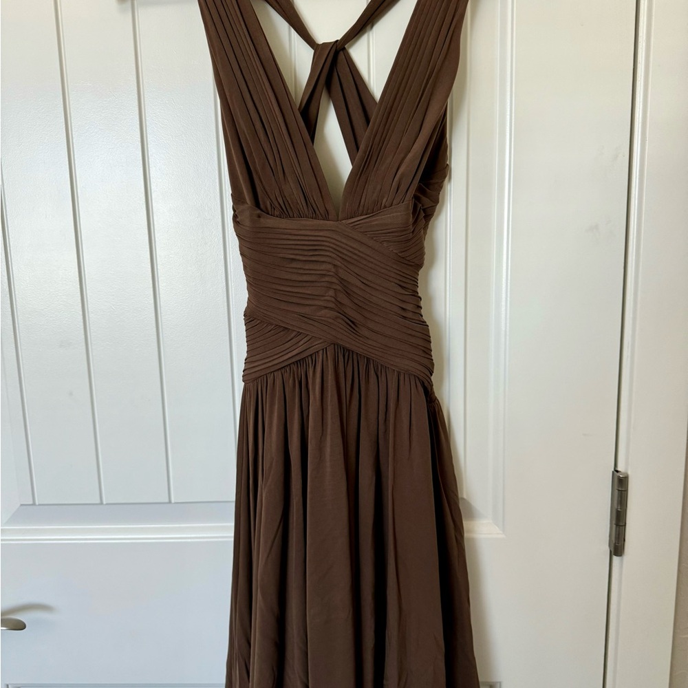 BCBGMaxAzria Brown Backless Dress